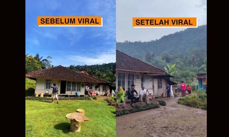 Kondisi rumah Abah Jajang di Cianjur sebelum dan sesudah viral. ?Foto: Instagram @forskhit/