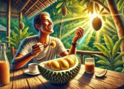 Lomba makan durian. (Portal Pantura/AI Generator)